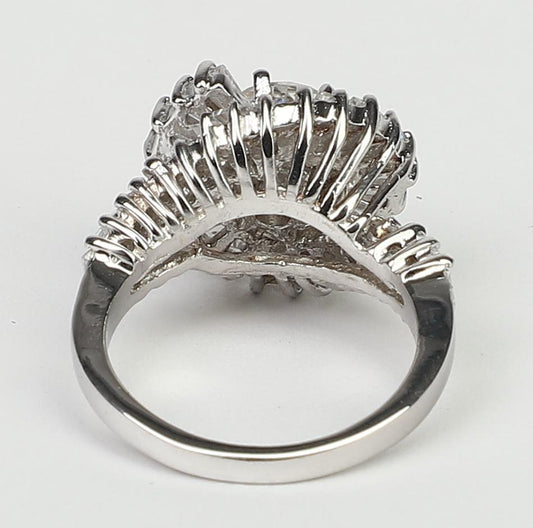 Sterling Silver Round Cubic Zirconia Ballerina Ring