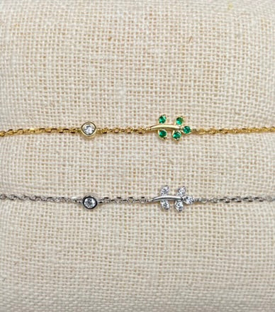 Beautiful Minimalist Nature Lovers Dainty Sterling Silver Olive Branch CZ Bracelet