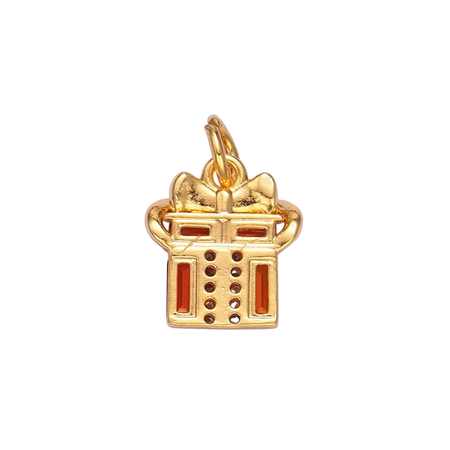 24K Gold Filled Red Baguette CZ Present Gift Charm