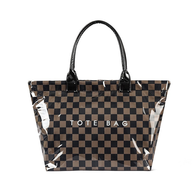 Charly Laminated Checkered Nylon Tote