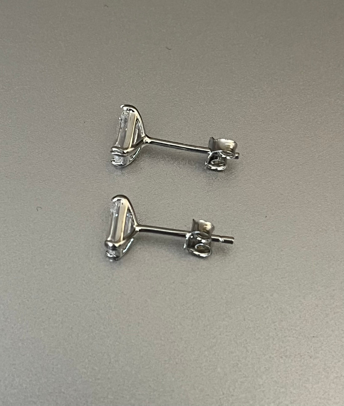 Gorgeous Everyday 8mm x 4mm Emerald Cut Clear CZ Stud Earrings Sterling Silver Rhodium Plated