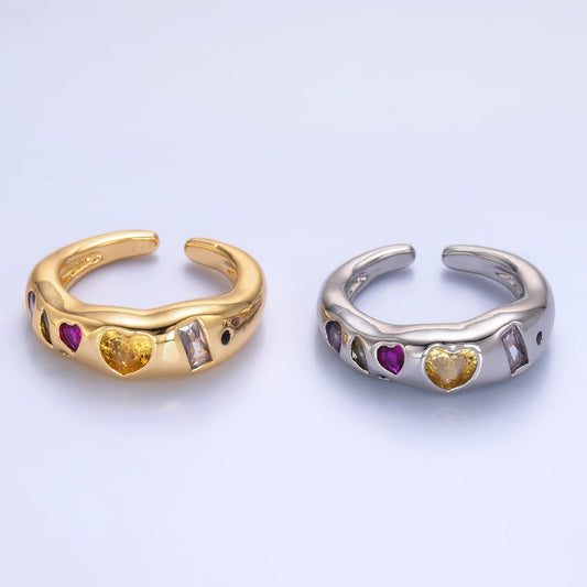 Simple 24K Gold-Filled Multicolor Geometric CZ Ring in Gold or Silver