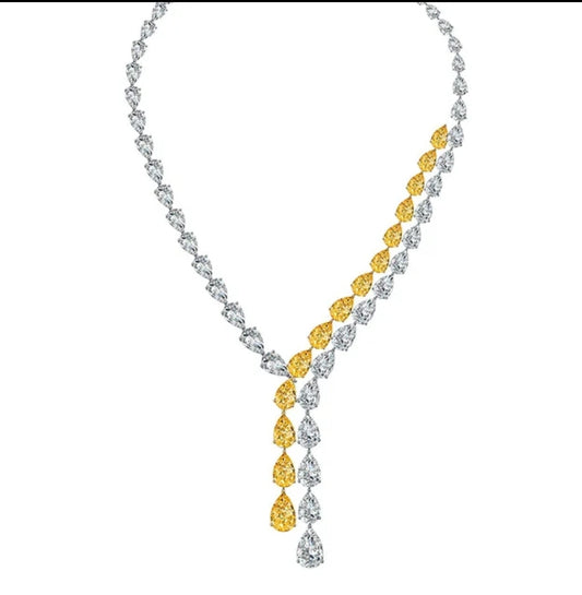 Exquisite Cubic Zirconia Statement Lariat Necklace