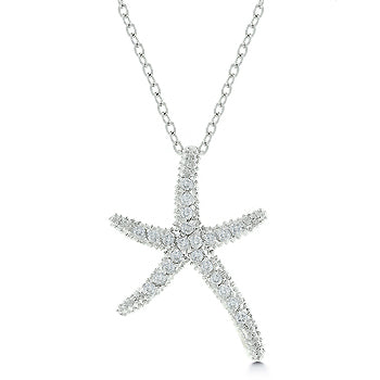 Elegant Pave CZ Starfish Necklace