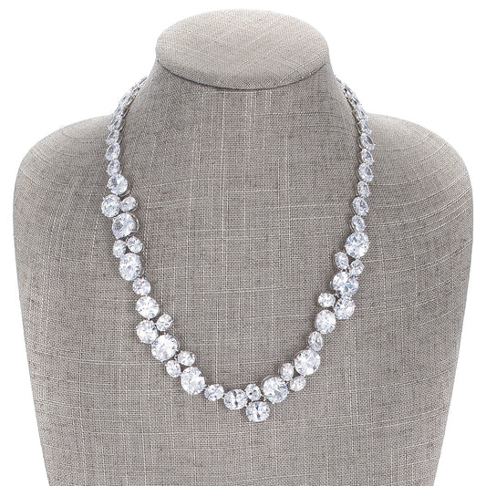 Bejeweled Cubic Zirconia Statement Collar Necklace