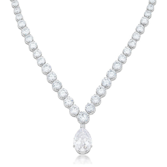 Gorgeous Bejeweled Cubic Zirconia Pear Drop Necklace