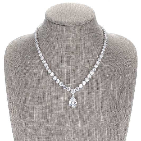 Gorgeous Bejeweled Cubic Zirconia Pear Drop Necklace