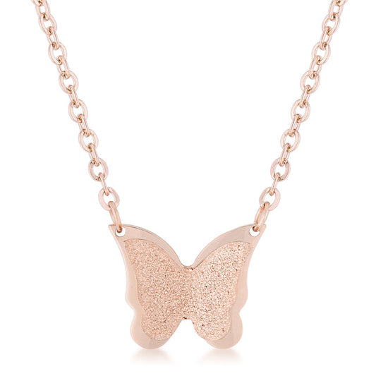 Rose Gold Stainless Steel Rose Gold Butterfly Necklace