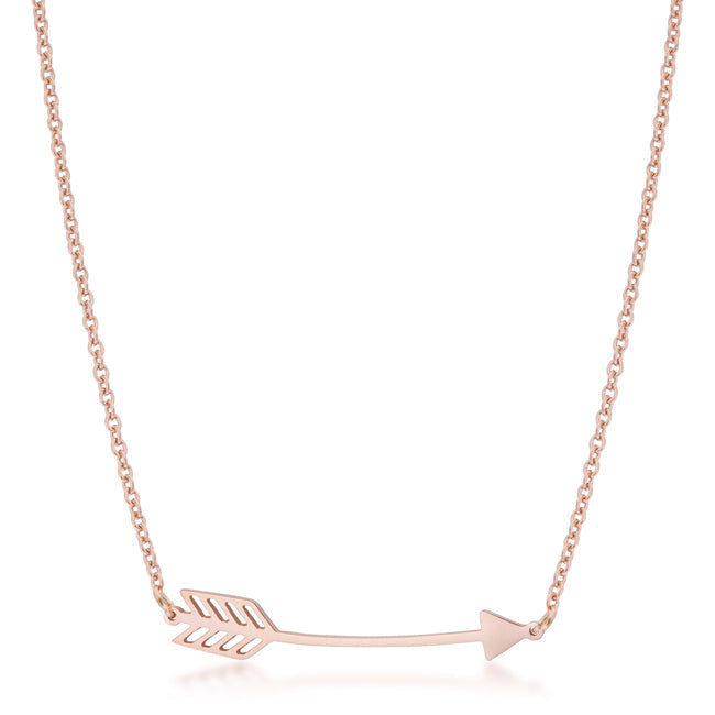 Rose Gold Stainless Steel Arrow Necklace