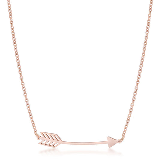 Rose Gold Stainless Steel Arrow Necklace