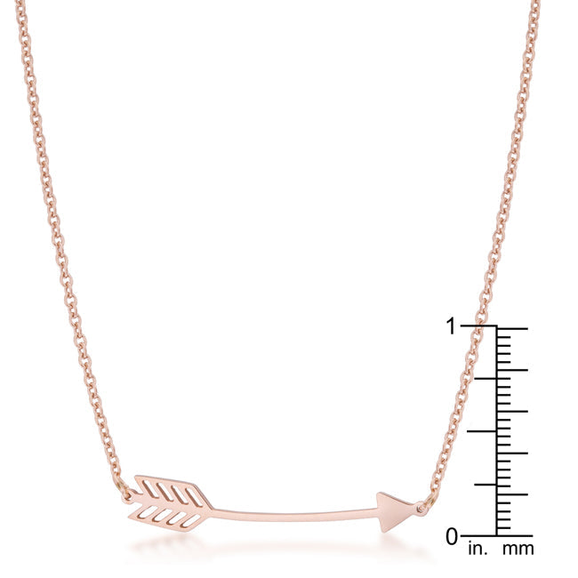 Rose Gold Stainless Steel Arrow Necklace