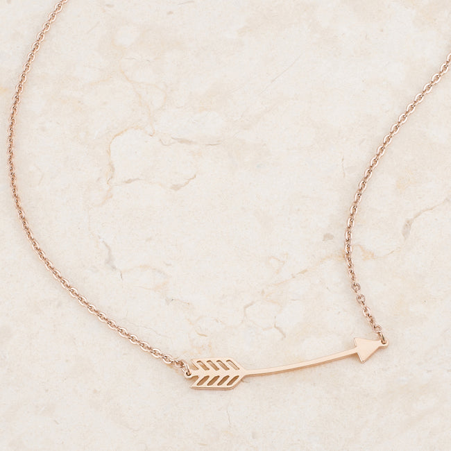 Rose Gold Stainless Steel Arrow Necklace