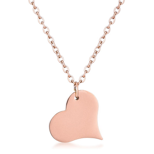 Rose Goldtone Heart Pendant Necklace