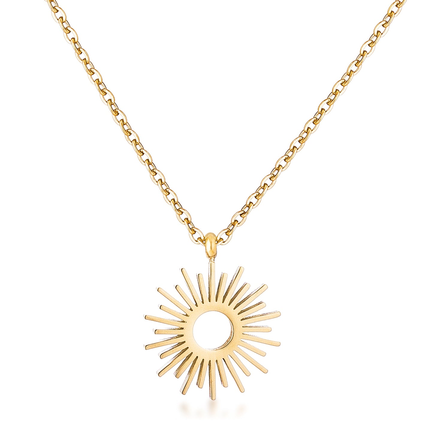 18K Gold Plated Sunburst Pendant Necklace