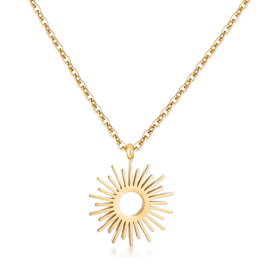 18K Gold Plated Sunburst Pendant Necklace