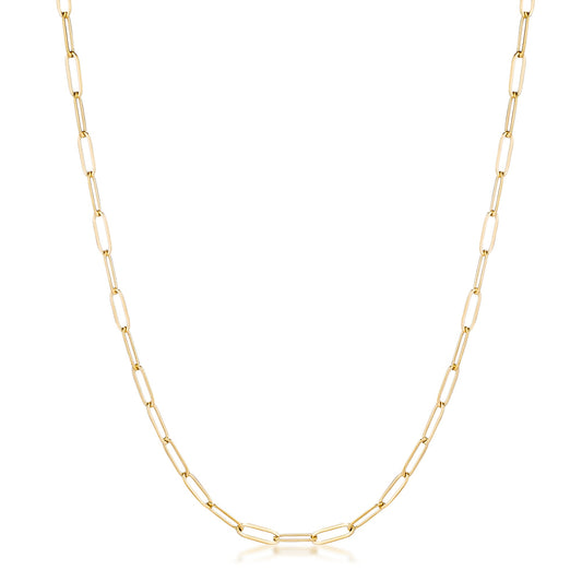 Gold Plated Linked Mid Size Paperclip Chain Necklace