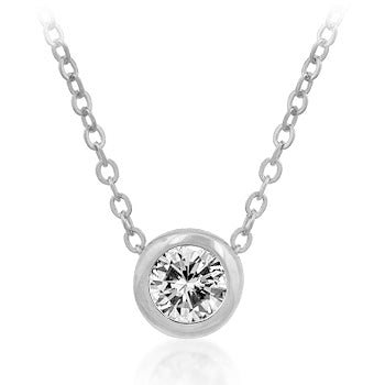 Solitaire Bezel Cubic Zirconia Pendant Necklace