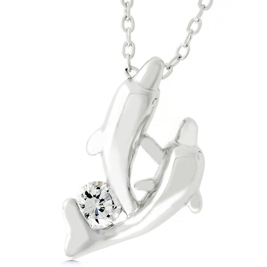 Dual Dolphin Pendant Necklace