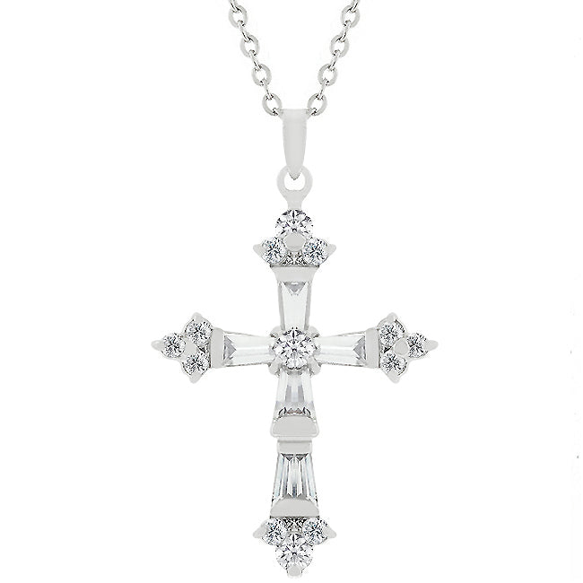 Brilliant Cubic Zirconia Cross Pendant Necklace