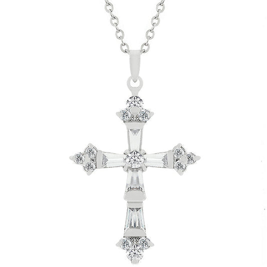 Brilliant Cubic Zirconia Cross Pendant Necklace