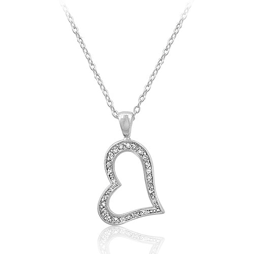 Simple Elegant CZ Heart Silhouette Pendant Necklace