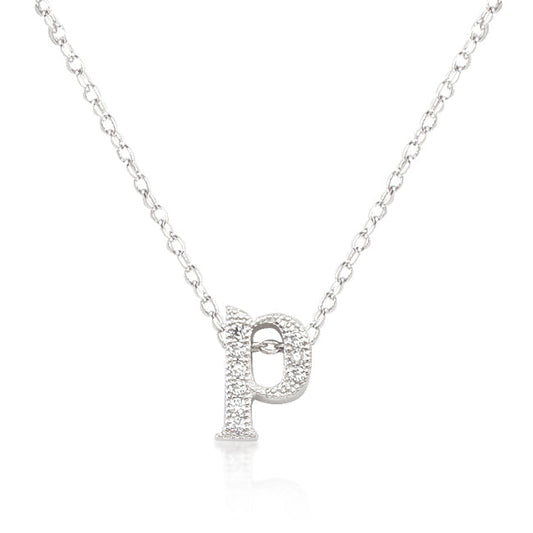 Micro-Pave Initial P Pendant Necklace