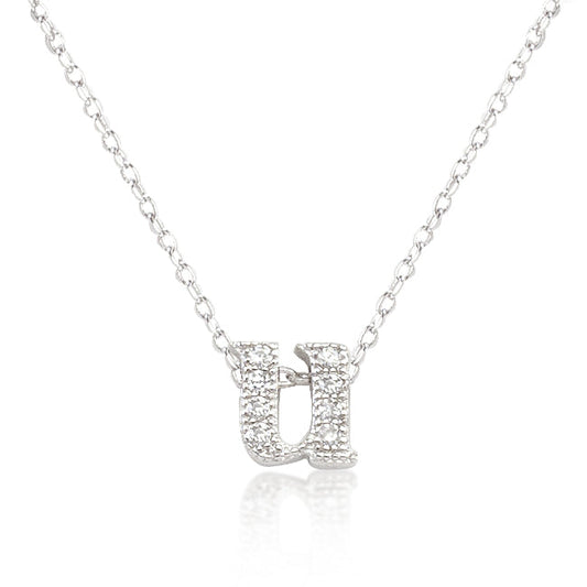 Micro-Pave Initial U Pendant Necklace