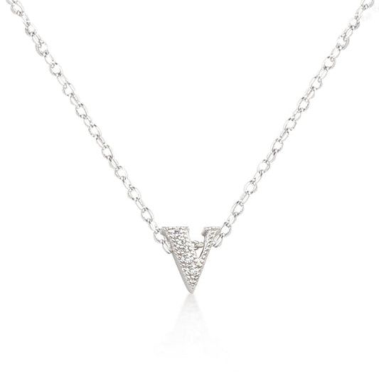 Micro-Pave Initial V Pendant Necklace