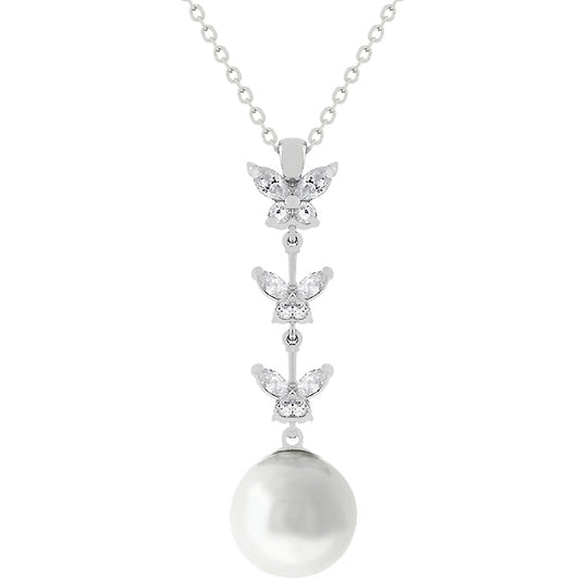 Beautiful Butterfly Pearl Pendant Necklace