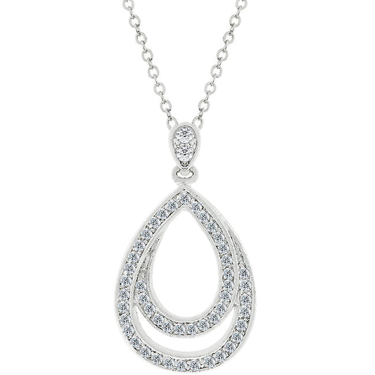 Elegant Double Teardrop CZ Pendant Necklace