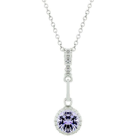 Lavender CZ Drop Pendant Necklace