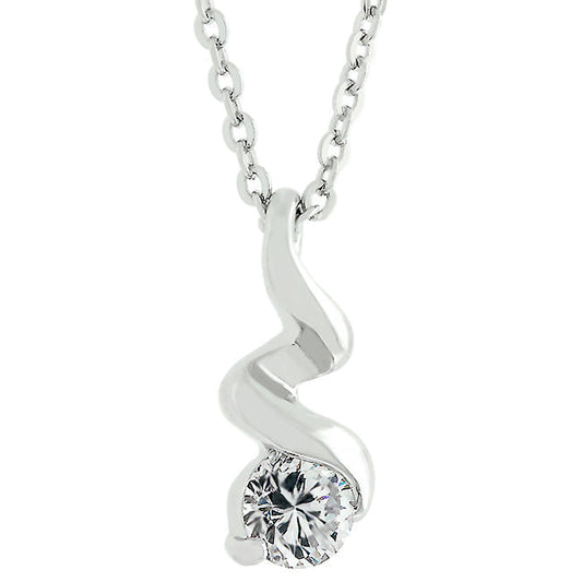 Rhodium Plated Finish Twist Pendant Necklace