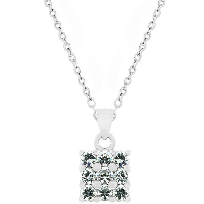 Stunning Double Sided Cubic Zirconia Square Pendant Necklace