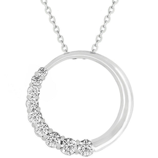 Graduated 1CT Cubic Zirconia Circle Pendant