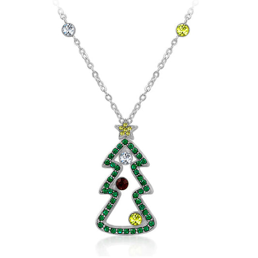 Festive Cubic Zirconia Christmas Pendant Necklace