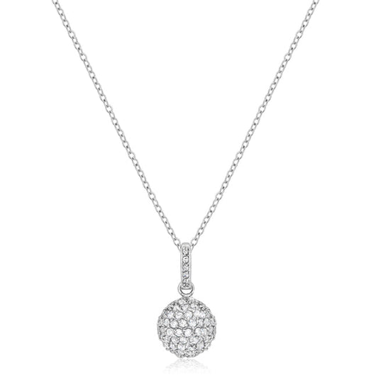 Sparkling Sphere CZ Pave Pendant Necklace