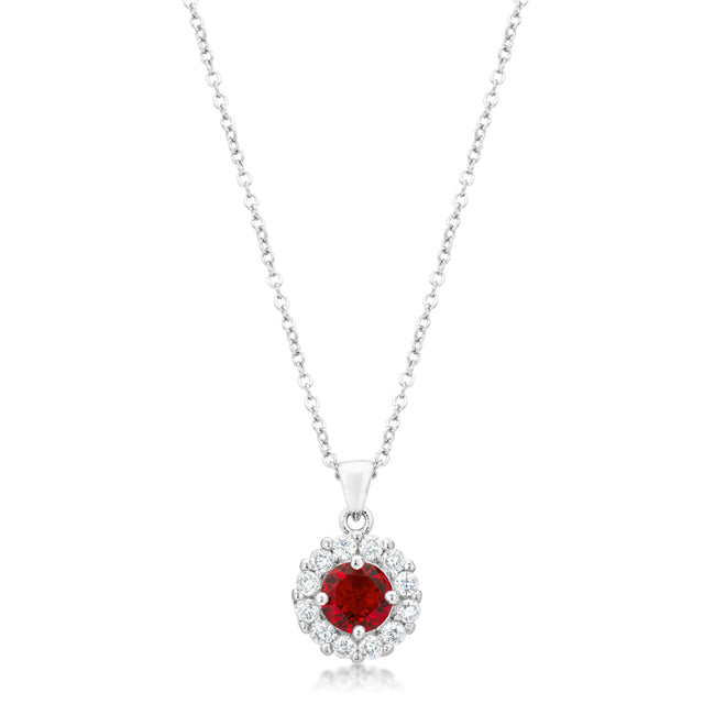 Beautiful Bella CZ Ruby Red Pendant Necklace