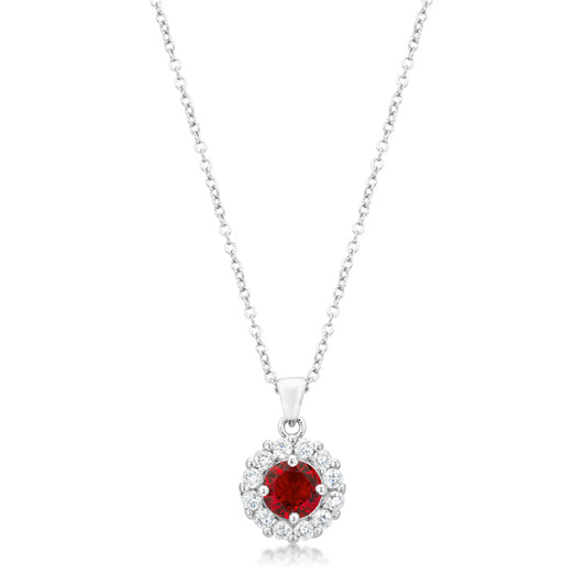 Beautiful Bella CZ Ruby Red Pendant Necklace