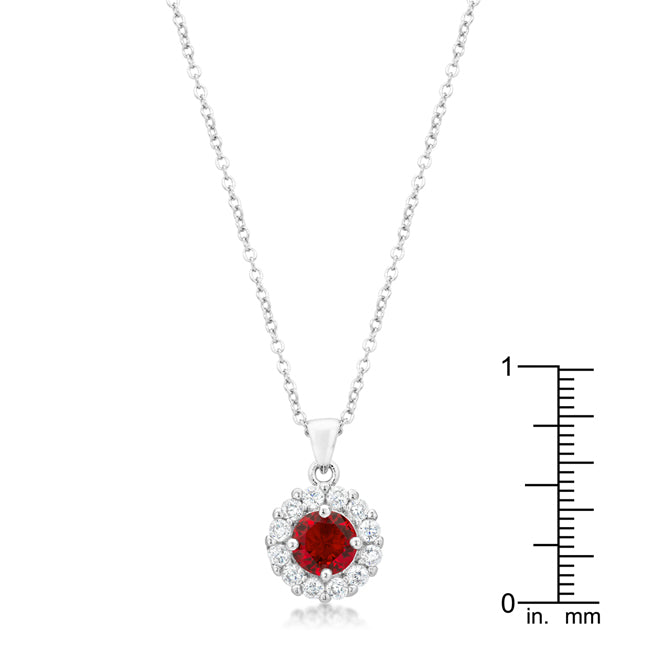 Beautiful Bella CZ Ruby Red Pendant Necklace