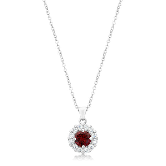 Beautiful Bella Bridal CZ Red Garnet Pendant Necklace