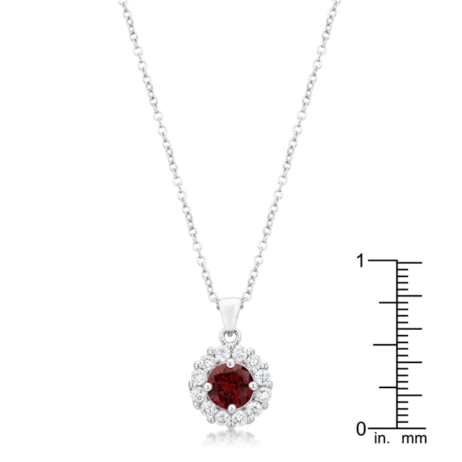 Beautiful Bella Bridal CZ Red Garnet Pendant Necklace