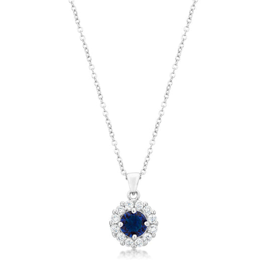 Beautiful CZ Sapphire Blue Bella Bridal Pendant Necklace