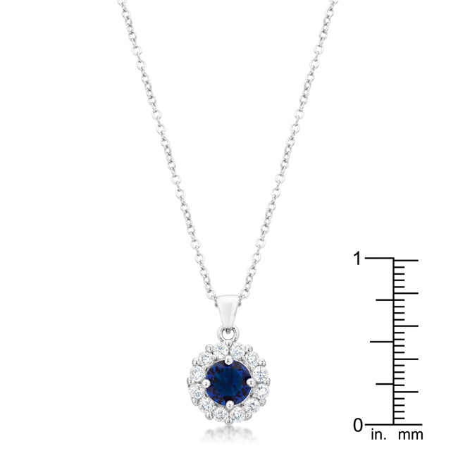 Beautiful CZ Sapphire Blue Bella Bridal Pendant Necklace