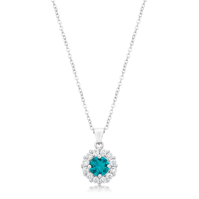 Beautiful Bella Bridal Aqua Pendant Necklace