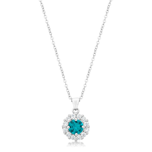 Beautiful Bella Bridal Aqua Pendant Necklace