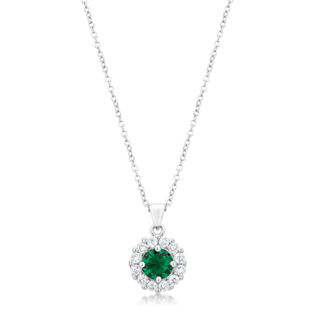 Beautiful Green Bella Bridal CZ Pendant Necklace