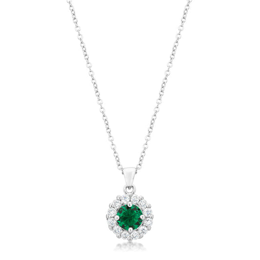 Beautiful Green Bella Bridal CZ Pendant Necklace
