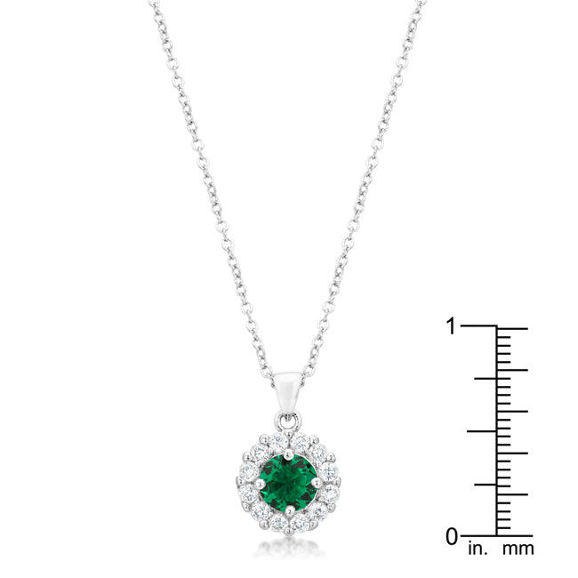 Beautiful Green Bella Bridal CZ Pendant Necklace