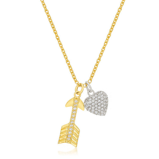 Pave Heart and Arrow Pendant Necklace
