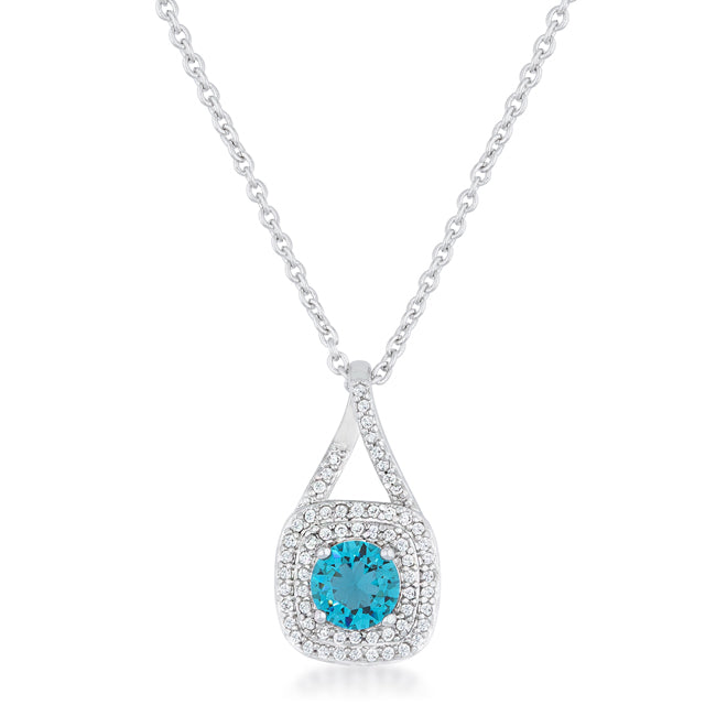 Classic Christal 1.2ct Aqua CZ Rhodium Plated Necklace